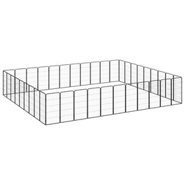 40-Panel Dog Playpen Black 50x100 cm Powder-coated Steel Kings Warehouse 