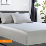 400 thread count bamboo cotton 1 fitted sheet with 2 pillowcases king single silver Kings Warehouse 