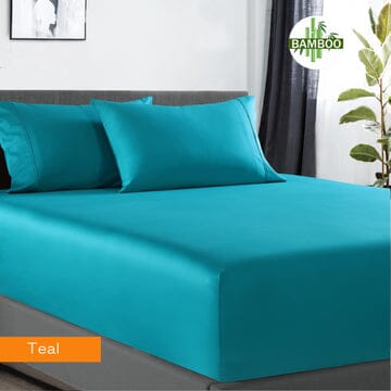 400 thread count bamboo cotton 1 fitted sheet with 2 pillowcases king single teal Kings Warehouse 