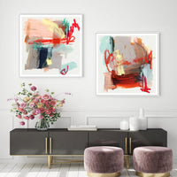 40cmx40cm Abstract Colourful Garden 2 Sets White Frame Canvas Wall Art Kings Warehouse 