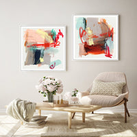 40cmx40cm Abstract Colourful Garden 2 Sets White Frame Canvas Wall Art Kings Warehouse 