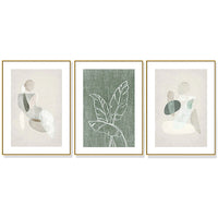 40cmx60cm Abstract body and leaves 3 Sets Gold Frame Canvas Wall Art