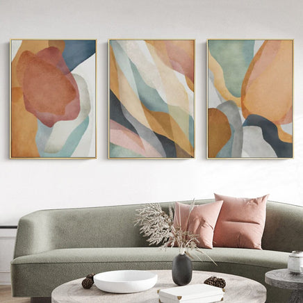 40cmx60cm Abstract Orange 3 Sets Gold Frame Canvas Wall Art Kings Warehouse 
