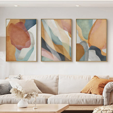 40cmx60cm Abstract Orange 3 Sets Gold Frame Canvas Wall Art Kings Warehouse 