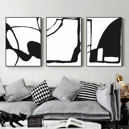 40cmx60cm Black and White 3 Sets Black Frame Canvas Wall Art Kings Warehouse 