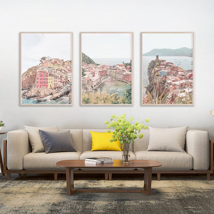 40cmx60cm Italy Cinque Terre 3 Sets Wood Frame Canvas Wall Art Kings Warehouse 