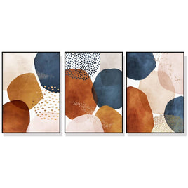 40cmx60cm Navy Pink Beige 3 Sets Black Frame Canvas Wall Art Kings Warehouse 