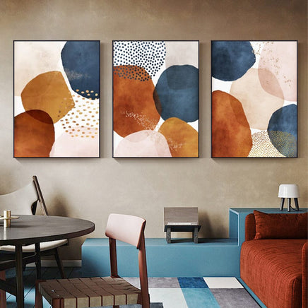 40cmx60cm Navy Pink Beige 3 Sets Black Frame Canvas Wall Art Kings Warehouse 