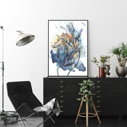 40cmx60cm Watercolor Style Abstract Flower 3 Sets Black Frame Canvas Wall Art Kings Warehouse 