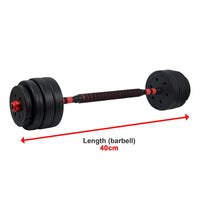 40kg Adjustable Rubber Dumbbell Set Barbell Home GYM Exercise Weights Kings Warehouse 