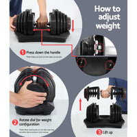40KG Dumbbells Adjustable Dumbbell Weight Plates Home Gym Exercise New Arrivals Kings Warehouse 