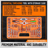 40Pc Tap And Die Set Imperial SAE Screw Screwdriver Thread Drill W/t Pitch Gauge Kings Warehouse 