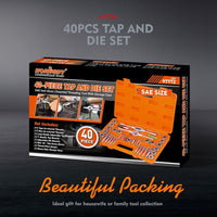 40Pc Tap And Die Set Imperial SAE Screw Screwdriver Thread Drill W/t Pitch Gauge Kings Warehouse 