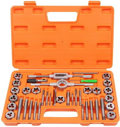 40Pc Tap And Die Set Imperial SAE Screw Screwdriver Thread Drill W/t Pitch Gauge Kings Warehouse 