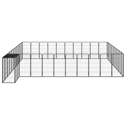 42-Panel Dog Playpen Black 50x100 cm Powder-coated Steel Kings Warehouse 