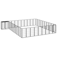42-Panel Dog Playpen Black 50x100 cm Powder-coated Steel Kings Warehouse 