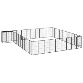 42-Panel Dog Playpen Black 50x100 cm Powder-coated Steel Kings Warehouse 