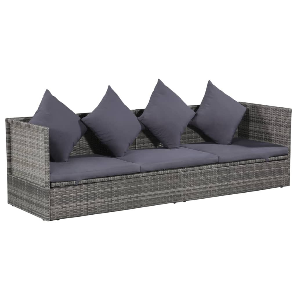43959 Outdoor Sunlounger Poly Rattan 200x60x58 cm Grey - Untranslated Kings Warehouse 