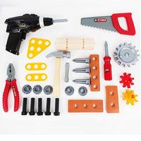 43pcs DIY Toy Power Workbench, Kids Power Tool Bench Construction Set with Tools and Electric Drill KingsWarehouse 