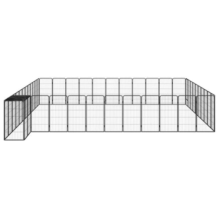 46-Panel Dog Playpen Black 50x100 cm Powder-coated Steel Kings Warehouse 