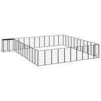 46-Panel Dog Playpen Black 50x100 cm Powder-coated Steel Kings Warehouse 