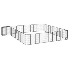 46-Panel Dog Playpen Black 50x100 cm Powder-coated Steel Kings Warehouse 