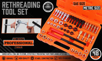 48-Pieces SAE and Metric Thread Restorer Kit Fractional Metric Thread Restorer Kings Warehouse 