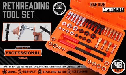 48-Pieces SAE and Metric Thread Restorer Kit Fractional Metric Thread Restorer Kings Warehouse 