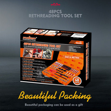 48-Pieces SAE and Metric Thread Restorer Kit Fractional Metric Thread Restorer Kings Warehouse 
