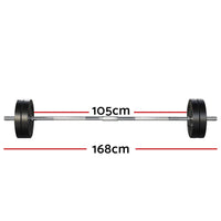 48kg Barbell Set Weight Plates Bar Lifting Bench 168cm Kings Warehouse 