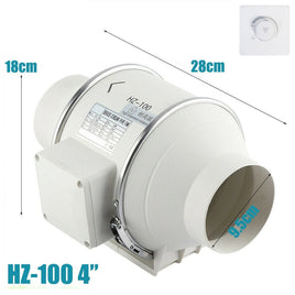 4inch Extractor Fan Duct Hydroponic Inline Exhaust Vent Industrial Kings Warehouse