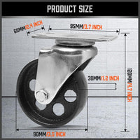 4Pc 3.5'' Heavy Duty Steel Castor Wheel Swivel Caster 500KG/EA Loading Capacity Kings Warehouse 