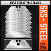 4Pc Box Cutter Snap Off Utility Knife Retractable Grip Handle 10x Spare Blades Kings Warehouse 