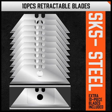4Pc Box Cutter Snap Off Utility Knife Retractable Grip Handle 10x Spare Blades Kings Warehouse 
