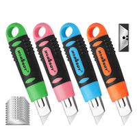 4Pc Box Cutter Snap Off Utility Knife Retractable Grip Handle 10x Spare Blades Kings Warehouse 