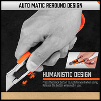 4Pc Box Cutter Snap Off Utility Knife Retractable Grip Handle 10x Spare Blades Kings Warehouse 