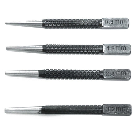 4Pc Nail Punch Set Heavy Duty Solid Steel Hole Punching Leather Gasket 0.8-3.2mm Kings Warehouse 