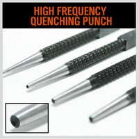 4Pc Nail Punch Set Heavy Duty Solid Steel Hole Punching Leather Gasket 0.8-3.2mm Kings Warehouse 