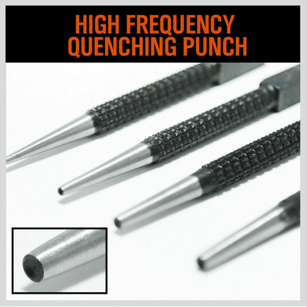 4Pc Nail Punch Set Heavy Duty Solid Steel Hole Punching Leather Gasket 0.8-3.2mm Kings Warehouse 