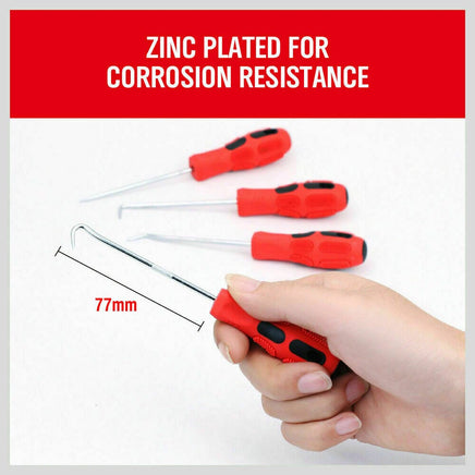 4Pc Pick Hook Set O Ring Oil Seal Remover Non-Slip Rubber Handle Red Local Stock Kings Warehouse 