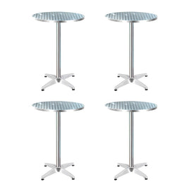 4pcs Outdoor Bar Table Furniture Adjustable Aluminium Cafe Table Round Kings Warehouse 