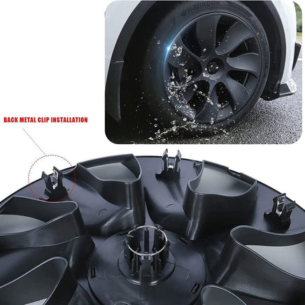 4PCS Wheel Cover Caps 19Inch ABS Black Rim Hubcap Hub Cap For Tesla Model Y Kings Warehouse 