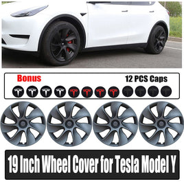 4PCS Wheel Cover Caps 19Inch ABS Gray Rim Hubcap Hub Cap For Tesla Model Y Kings Warehouse 