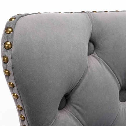 4x Height Adjustable Swivel Bar Stool Velvet Nailhead Barstool with Footrest Kings Warehouse 