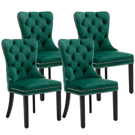 4x Velvet Dining Chairs- Green Kings Warehouse 