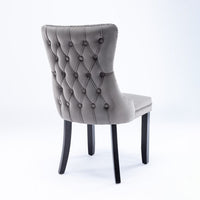 4x Velvet Upholstered Dining Chairs Tufted Wingback Side Chair with Studs Trim Solid Wood Legs for Kitchen Kings Warehouse 