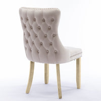 4x Velvet Upholstered Dining Chairs Tufted Wingback Side Chair with Studs Trim Solid Wood Legs for Kitchen Kings Warehouse 