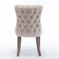 4x Velvet Upholstered Dining Chairs Tufted Wingback Side Chair with Studs Trim Solid Wood Legs for Kitchen Kings Warehouse 