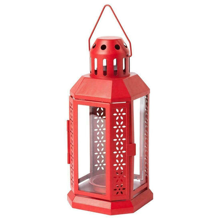 5 Pack of Red Metal Miners Lantern Summer Xmas Wedding Home Party Room Balconey Deck Decoration 21cm Tealight Candle KingsWarehouse 