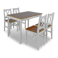 5 Piece Dining Set Brown and White Kings Warehouse 
